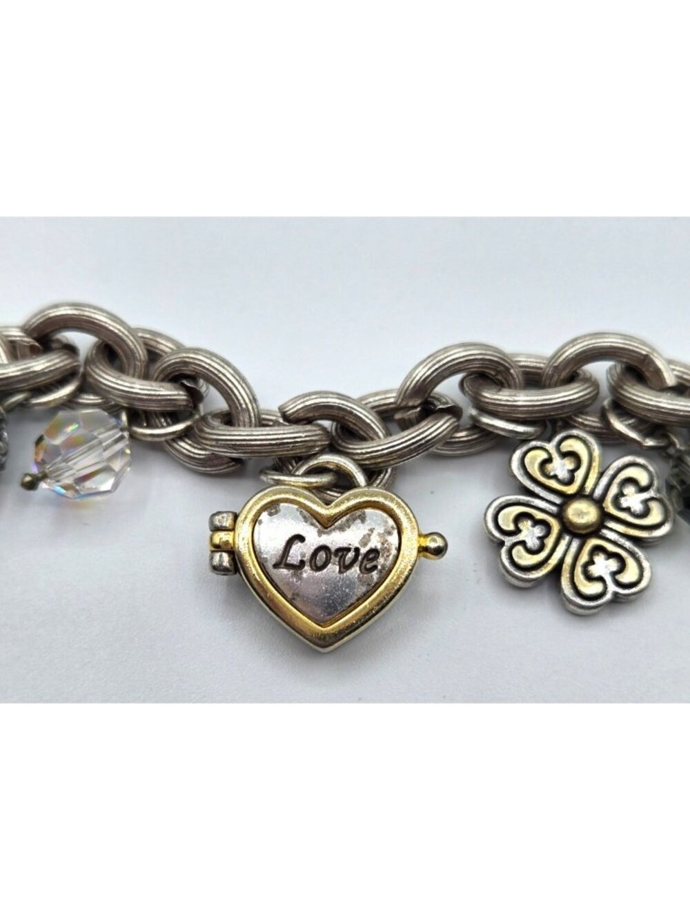 Brighton Charm Bracelet Love Locket Trust Accept Love Heals Charm Pink Ribbon - Picture 9 of 16
